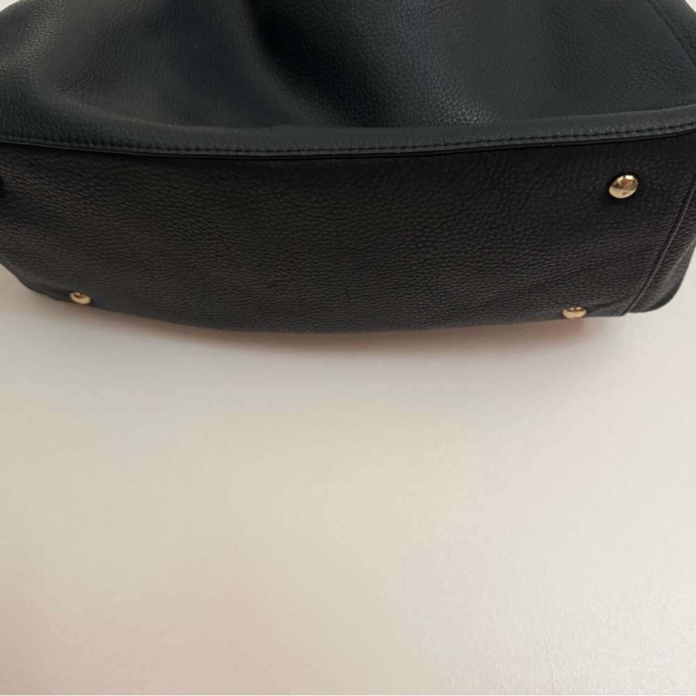 Mark & Graham Black Pebbled Leather Tote with Gold Hardware - Picture 2 of 6